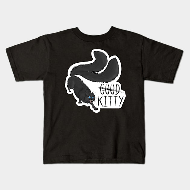 G̶o̶o̶d̶ Kitty Die-cut Long Hair Blue Eyes Kids T-Shirt by Encore Nevermore